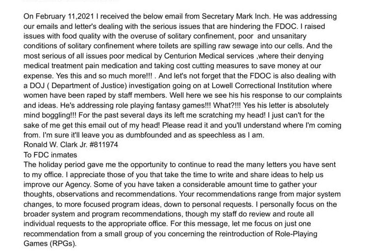 Email from Secretary Mark Inch