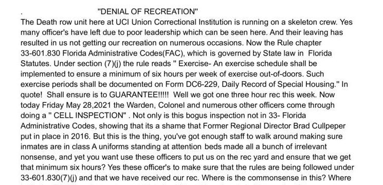 Denial of Recreation