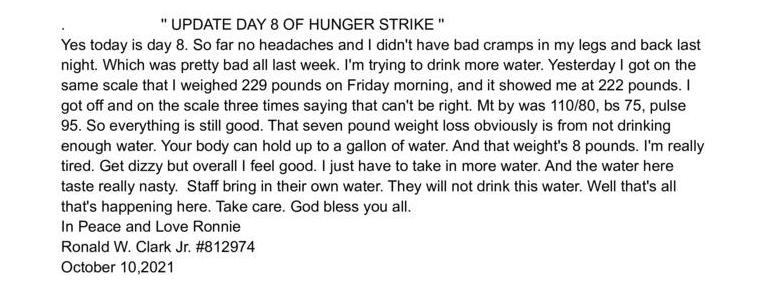 Update: Day 8 of Hunger Strike