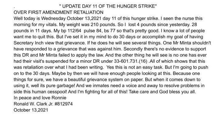 Update: Day 11 of the Hunger Strike