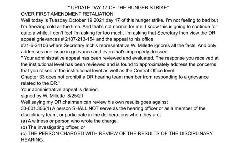 Update: Day 17 of the Hunger Strike