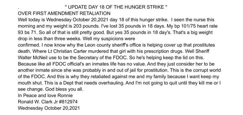 Update: Day 18 of the Hunger Strike