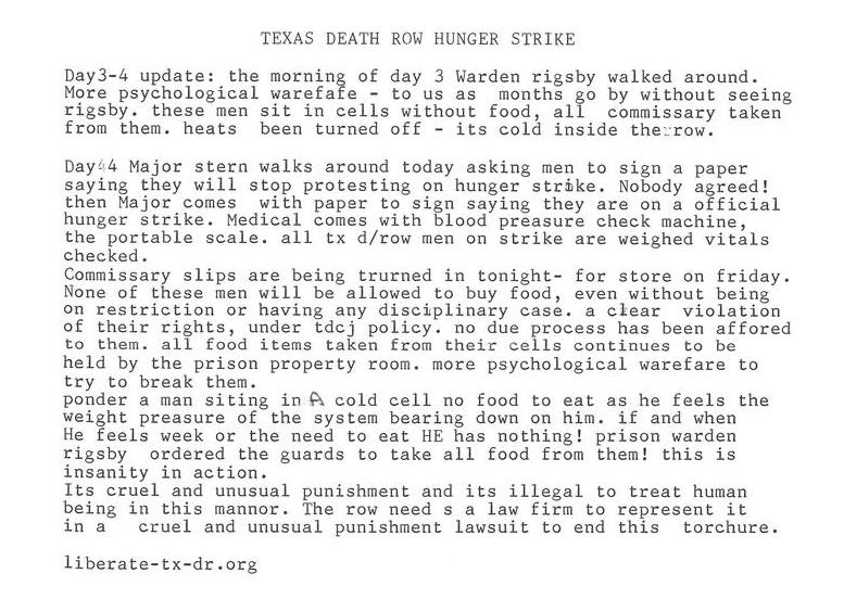 Texas Death Row Hunger Strike