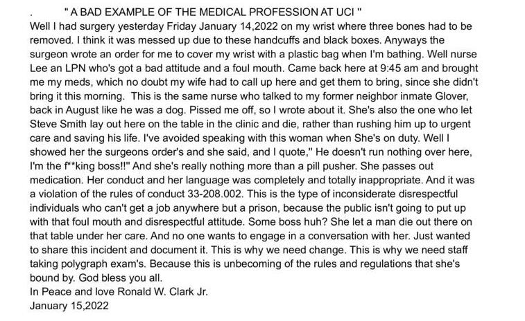 A bad example of the medical profession at UCI