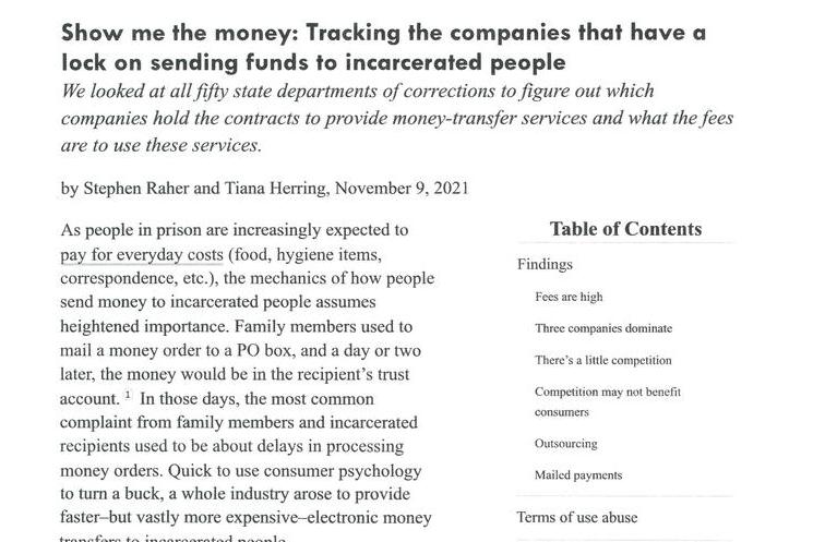Show me the money: Tracking the companies that have a lock on sending funds to incarcerated people