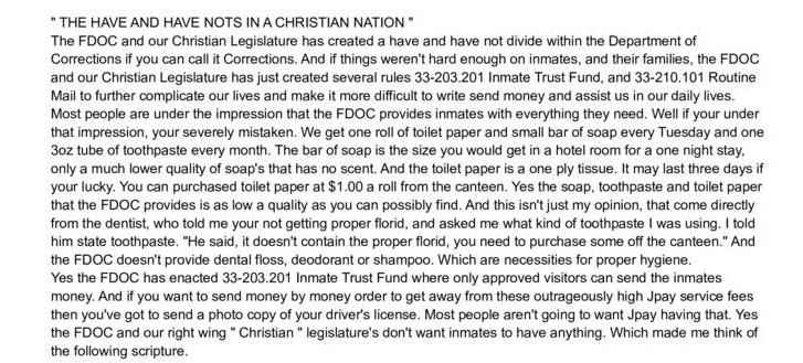 The Haves and Have Nots in a Christian Nation
