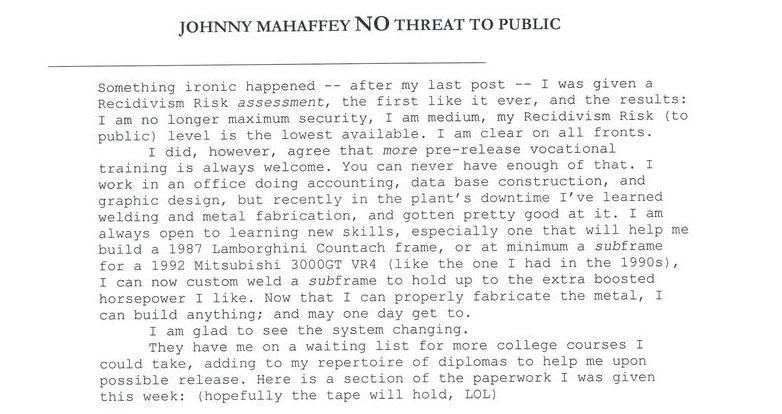 Johnny Mahaffey NO Threat to Public