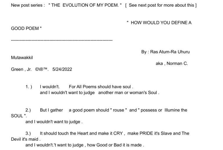 The Evolution oof my Poem