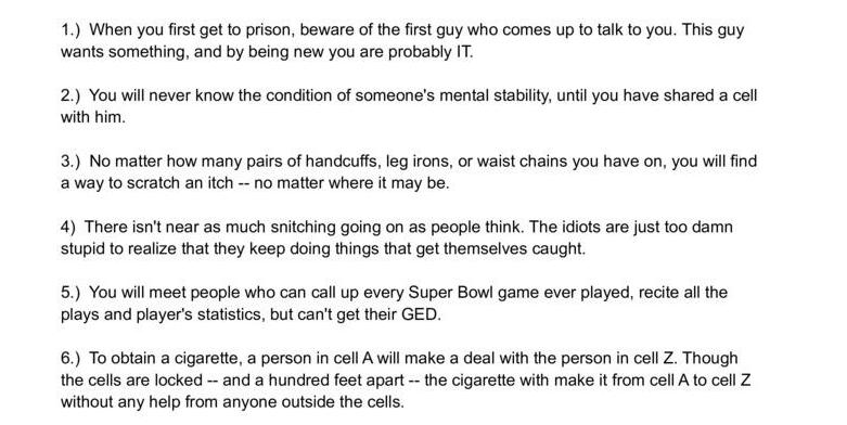 Somewhat Interesting Facts About Prison