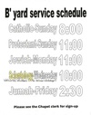 B' yard service schedule