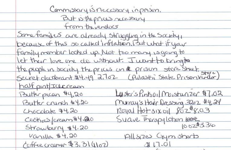 Commissary is necessary in prison; but is the price necessary from the vendors?