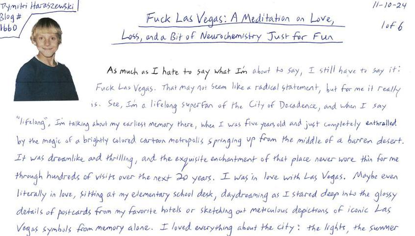 Fuck Las Vegas: A meditation on love, loss, and a bit of neurochemistry just for fun