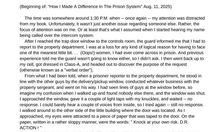 Beginning of: How I Made a Difference in the Prison System