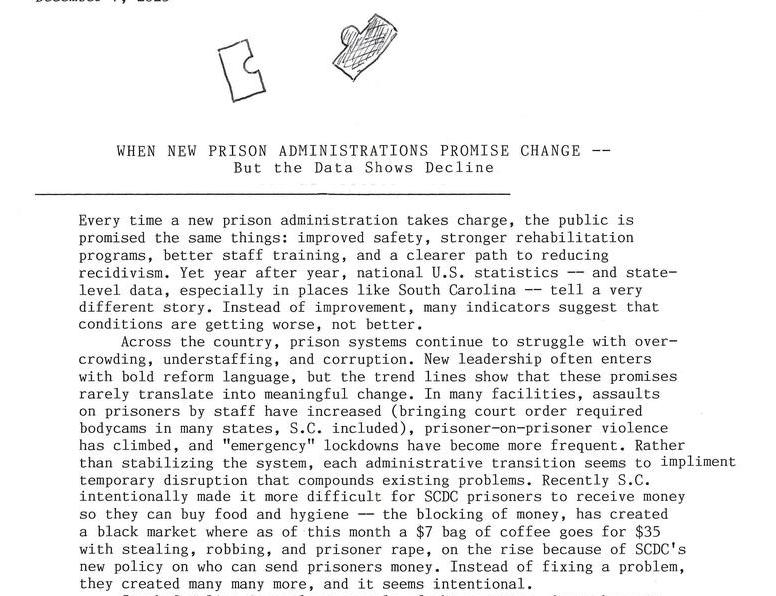 When New Prison Administrations Promise Change - But the Data Shows Decline