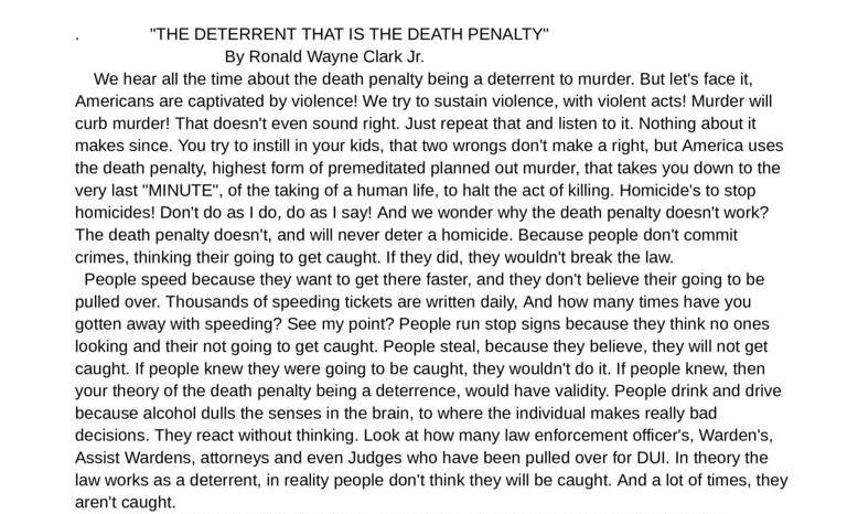 The Deterrent that is the Death Penalty
