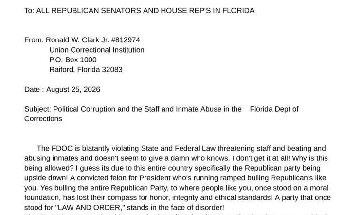 To: All Republican Senators and House Rep's in Florida